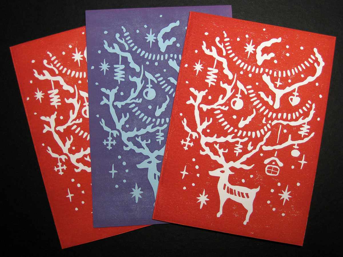 New year greeting card with deer-1