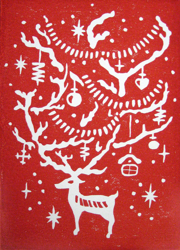 Новогодняя открытка с оленем-2