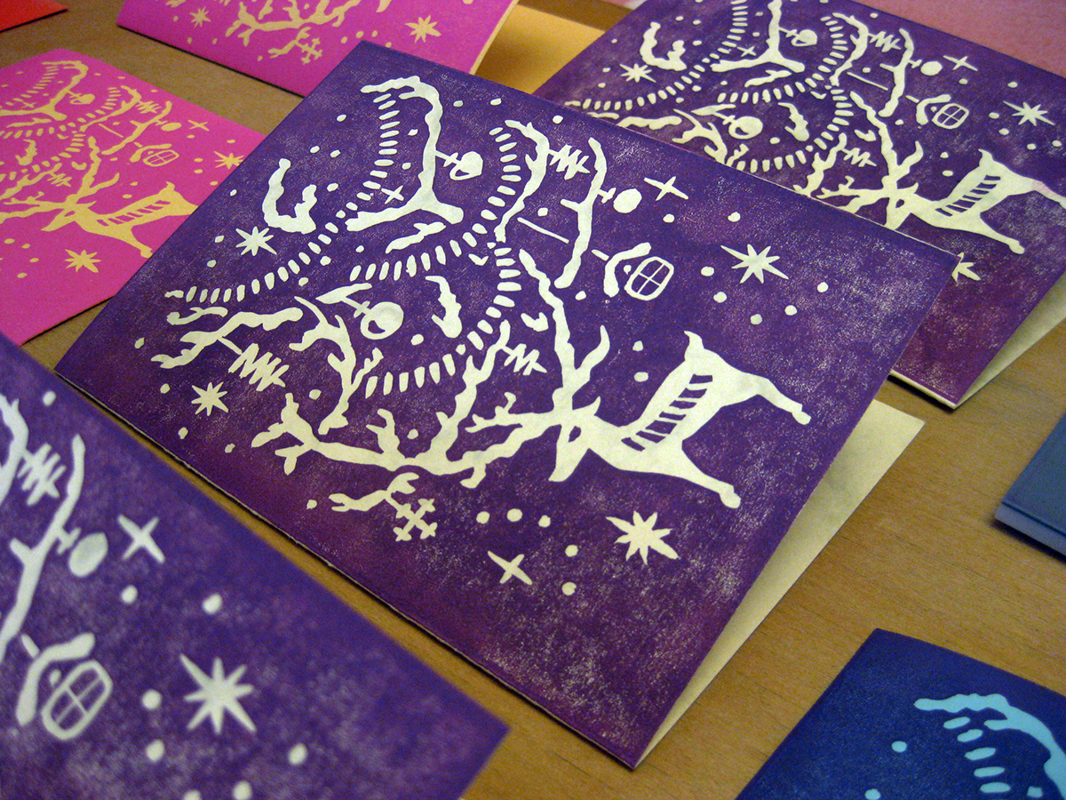New year greeting card with deer-3