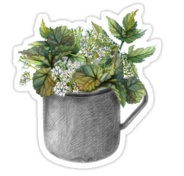 Mug with fern and forest growth sticker